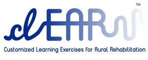 clear Clear logo, Customized Learning Exercises for Aural Rehabilitation